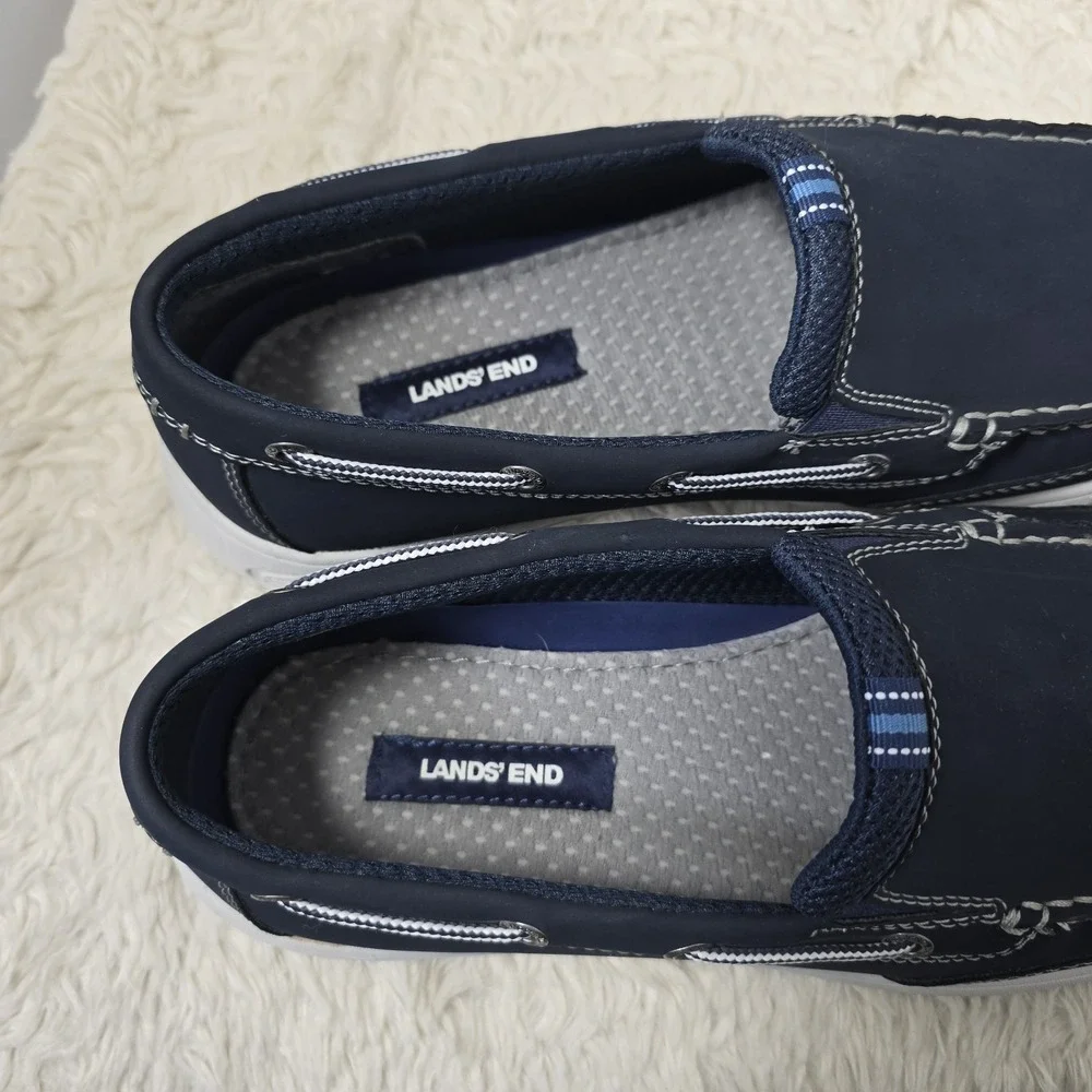 Lands' End Lightweight Slip on Loafer Boat Shoes Men's Size 10.5 D Navy Blue